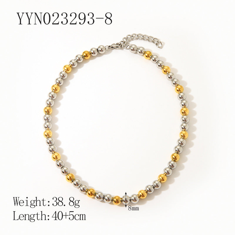 Fashion Simple Stainless Steel Beaded Gold-plated High-grade Necklaces