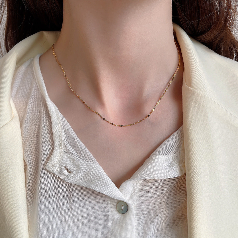 Women's Sterling Sier Sequins Sequin Simple Design Light Necklace