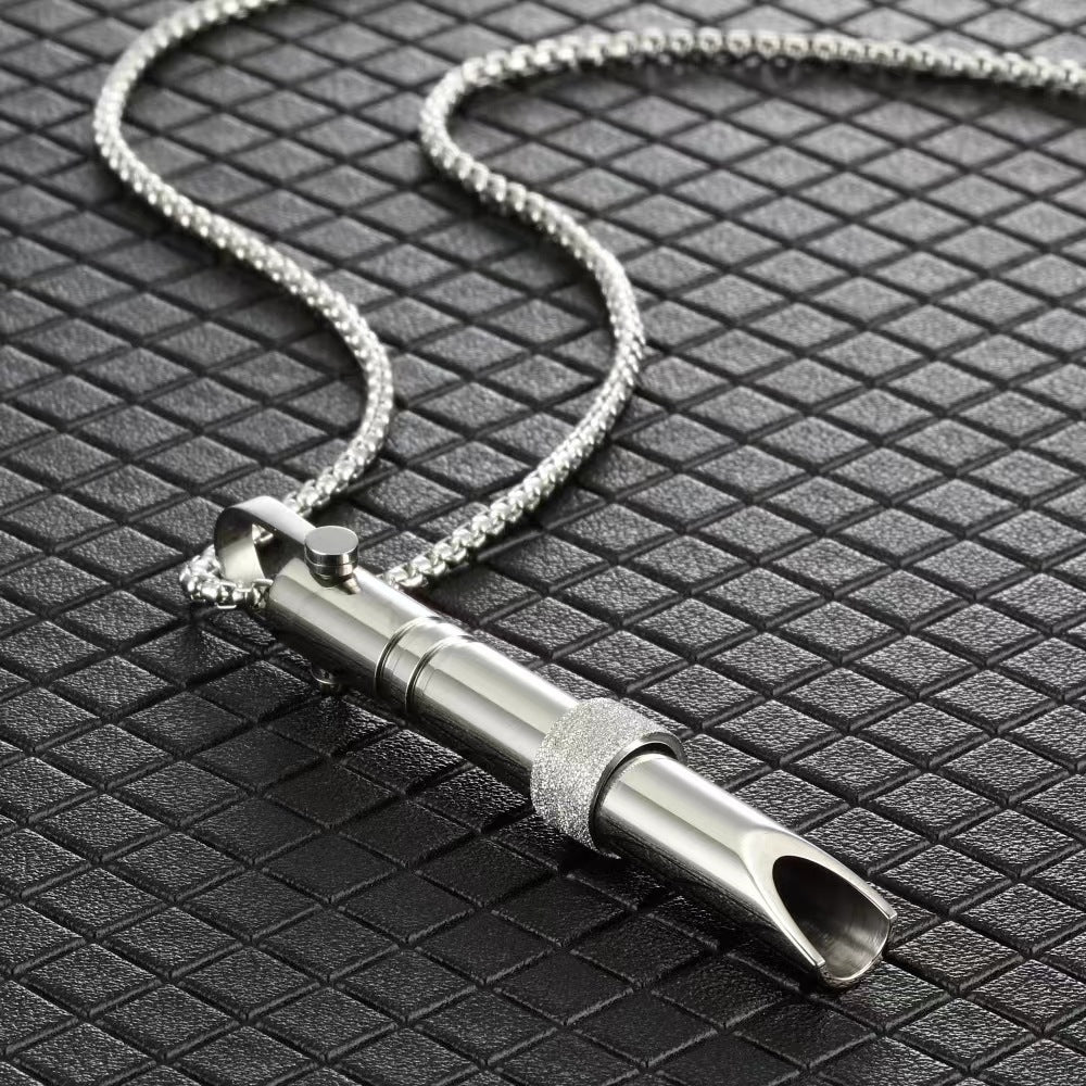 Men's Titanium Steel Cylindrical Whistle Fashion Sweater Necklaces