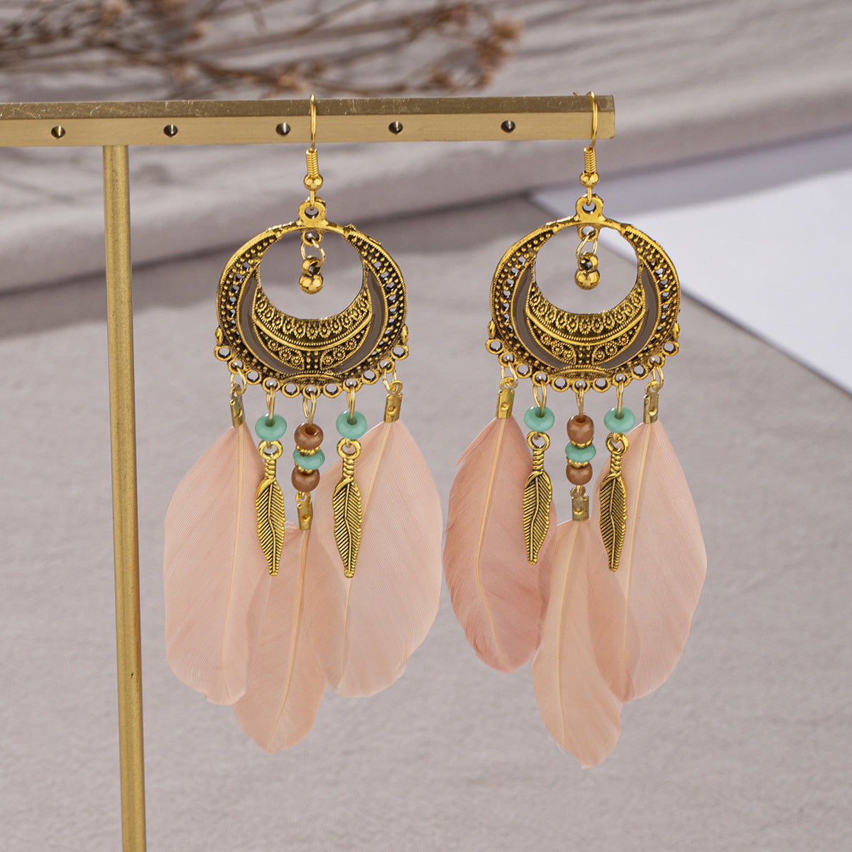 Eardrops Water Drop Feather Jewelry Retro Ethnic Style Earrings