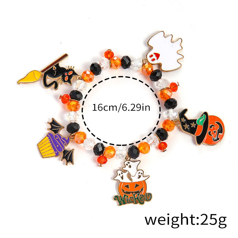 Halloween Element Female Pumpkin Skull Ghost Cat Bat Bracelets