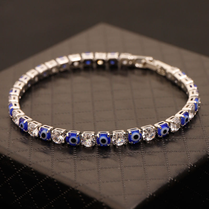 Women's & Men's Wind Devil's Eye Zircon Hip Hop Single Layer Full Bracelets