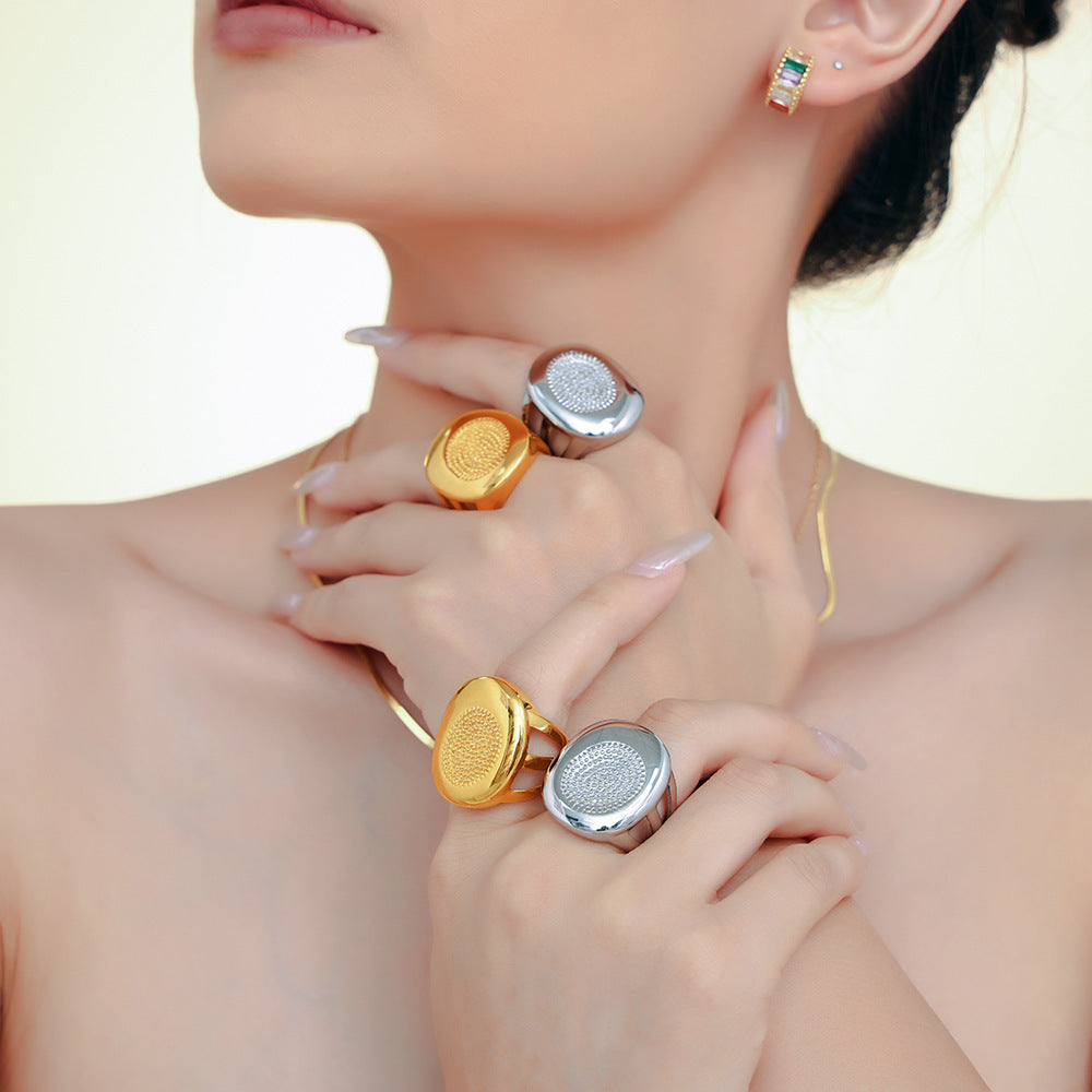 Wheel Fashion Palm Print Titanium Steel Rings