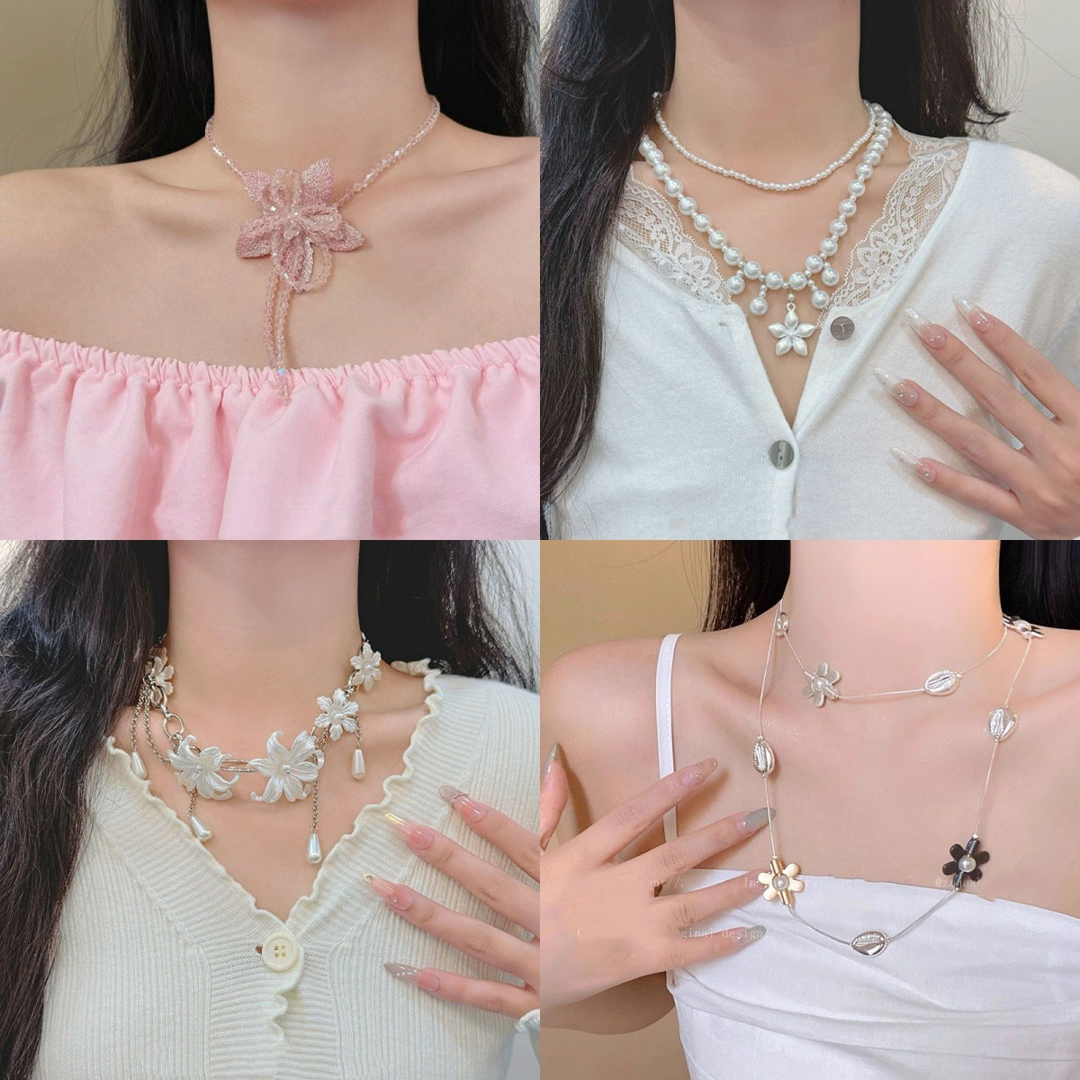 Vacation Exaggerated Style Flower Fashionable Niche Design Necklaces