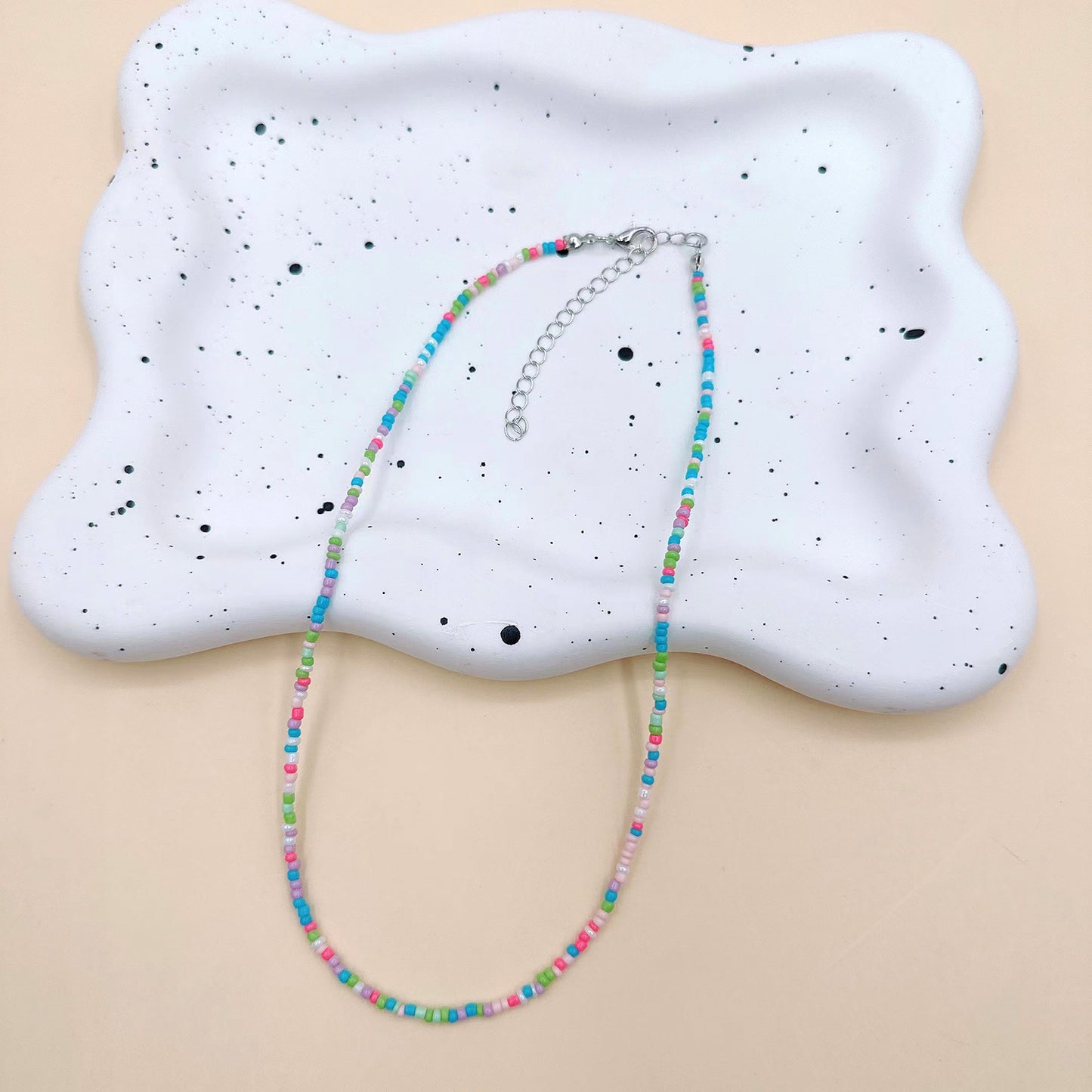 Women's Korean Colorful Beaded Bead Elegant Rainbow Necklaces