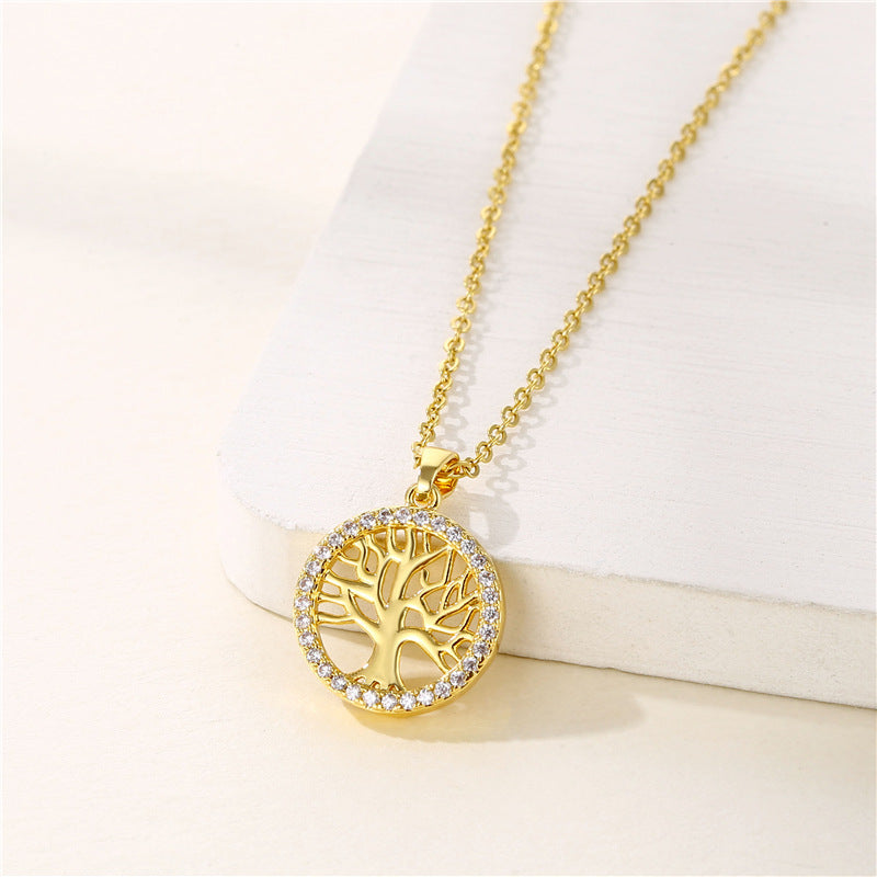 Women's Of Life Zircon Stainless Steel Geometric Necklaces