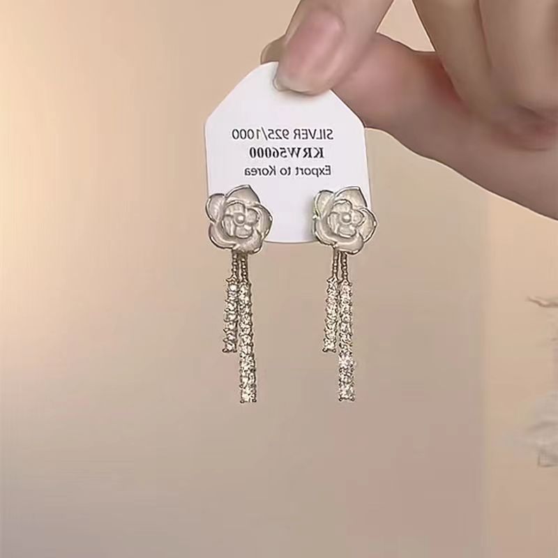 Women's Style Temperament Long Tassel For Banquet Super Shiny Earrings