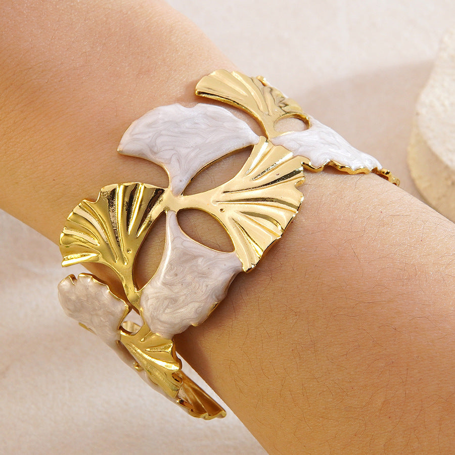Steel Oil Dripping Cherry Special Interest Light Luxury Flowers Openings Bracelet