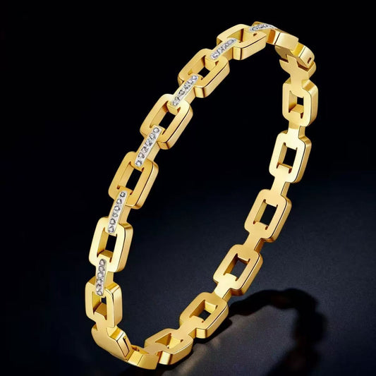 Fashion Square Diamond Titanium Steel Buckle Bracelet
