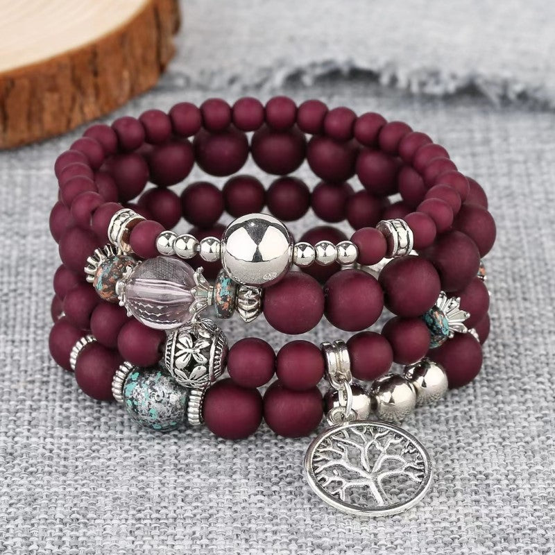 Women's Bohemian Suit Lucky Tree Charm Beaded Bracelets