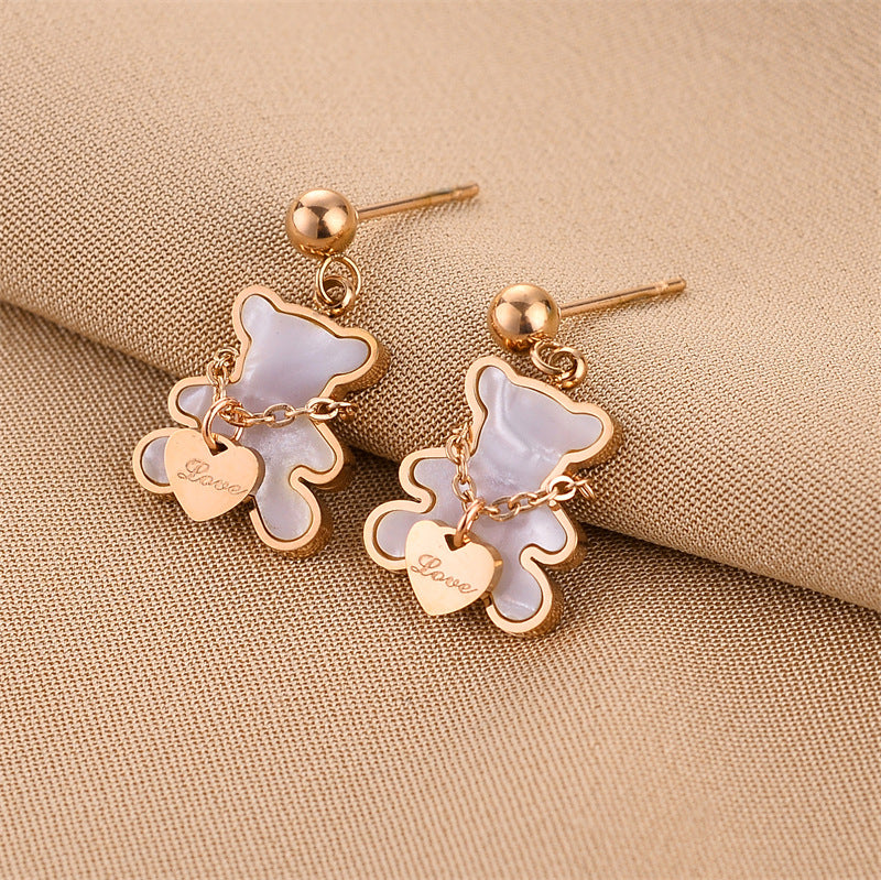 Steel No Fading Ear Gold Rose Earrings