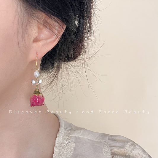 Flower French Retro Natural Dried Special Earrings