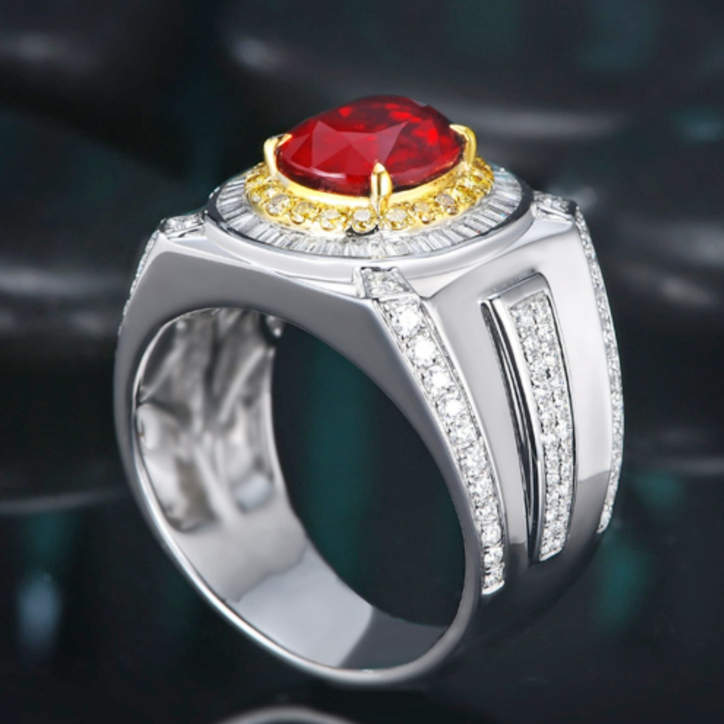 Ruby Gold Plated Two-tone Luxury High-grade Rings