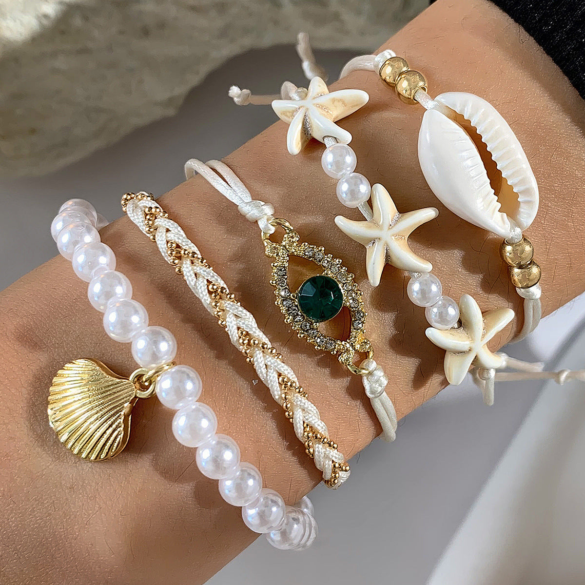 Bohemian Vacation Style Shell Beaded Weave Beach Bracelets