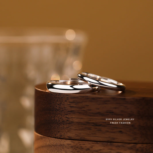 Sier Simple Glossy Sterling Pair Of Rings