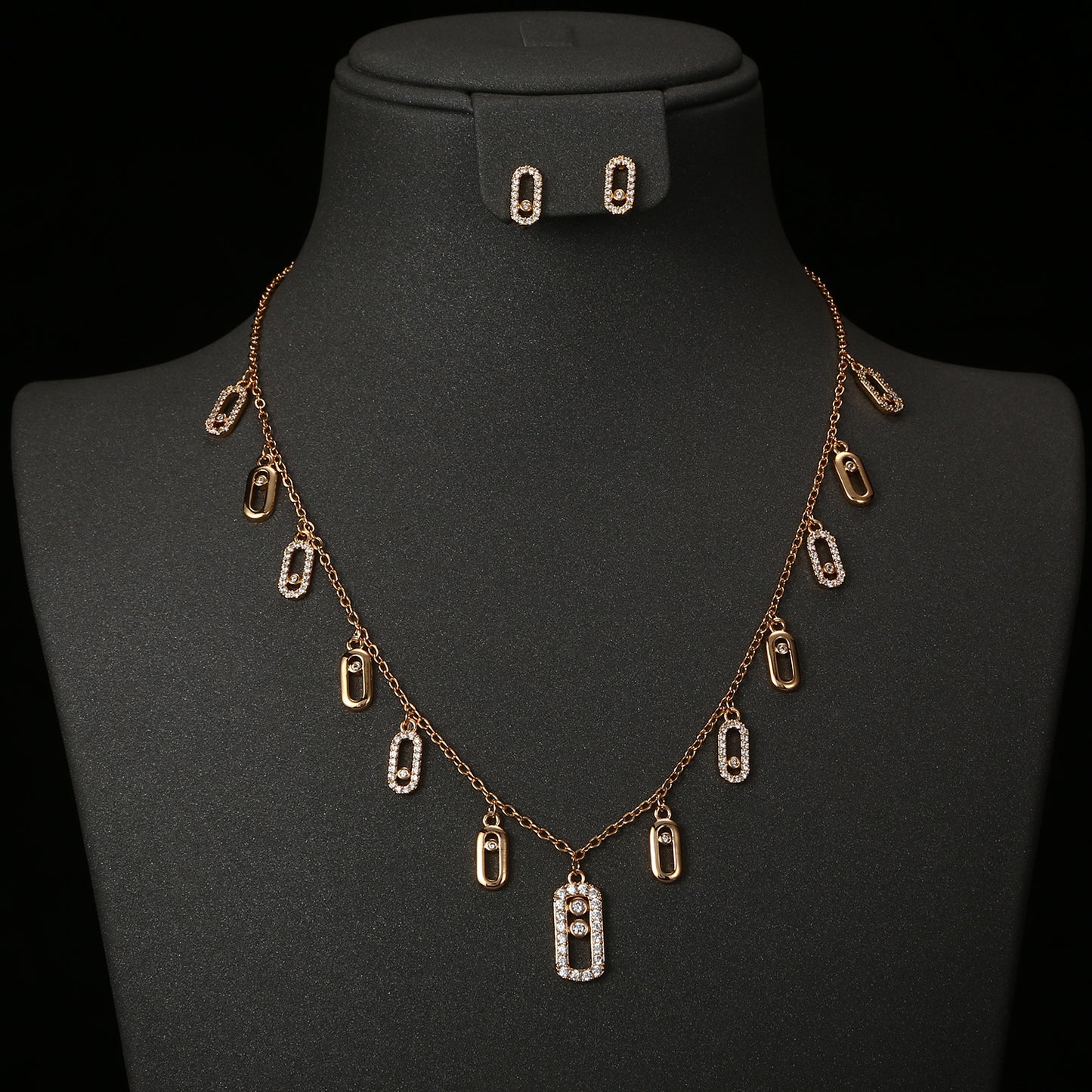 Copper Gold Plated Geometric Pin Ear Jewelry Set