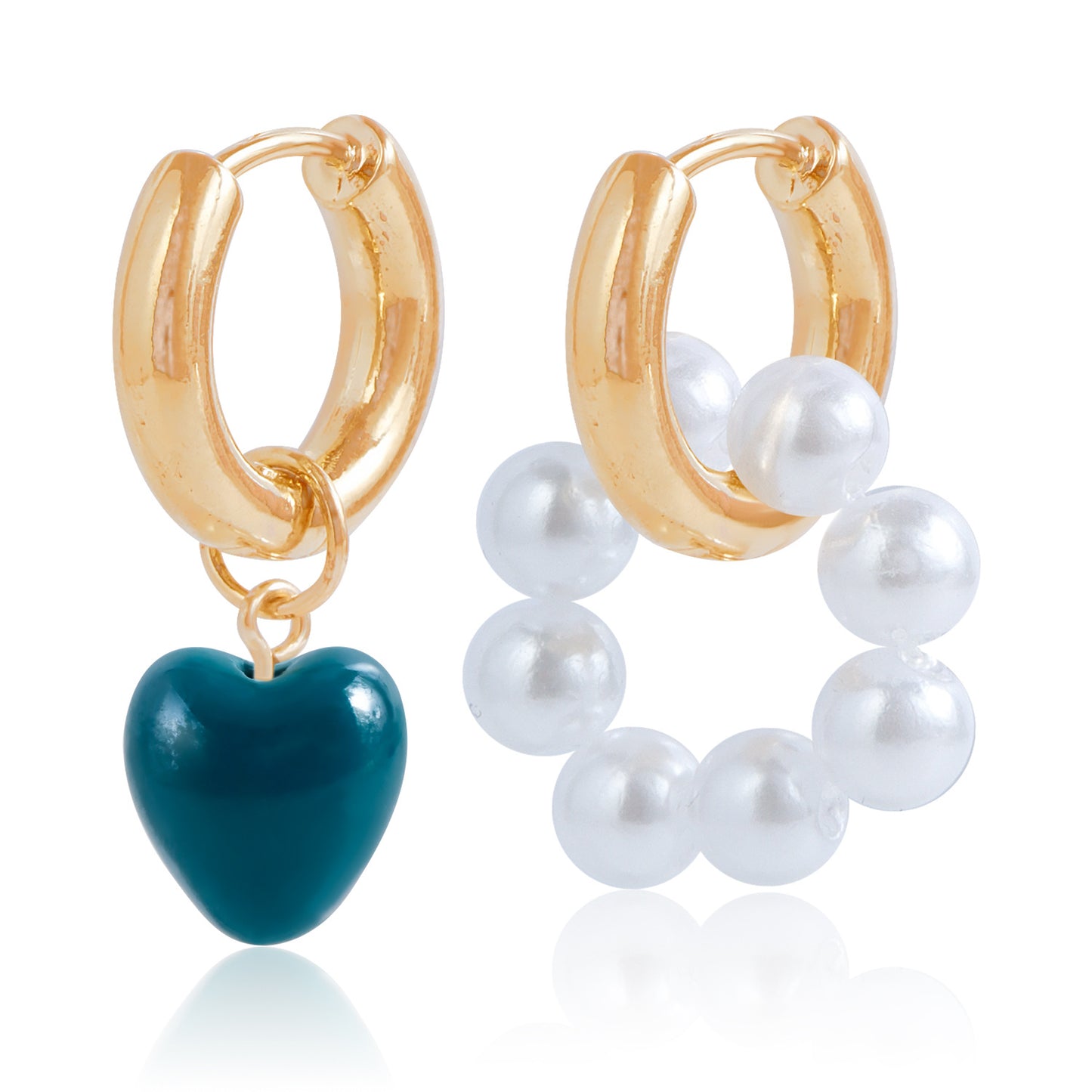 Imitation Pearl Beaded Female Asymmetric Love Earrings