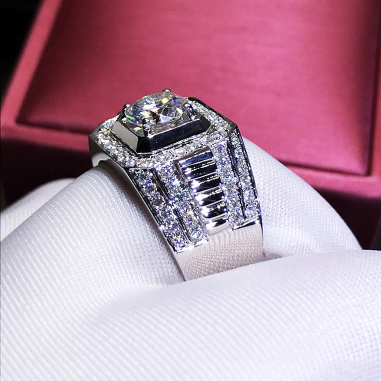 Women's & Men's Round Zircon Full Diamond Fashion Wedding Banquet Rings