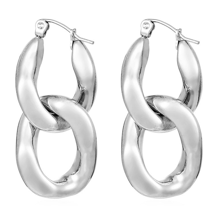 Cool Style Chain Connecting Shackle Stitching Quality Eardrops Earrings