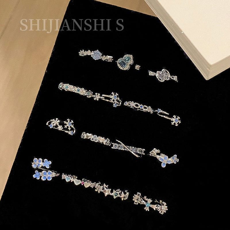 Falling Broken Blue Square Diamond Flower Branches Tendrils Female Gentle Ring