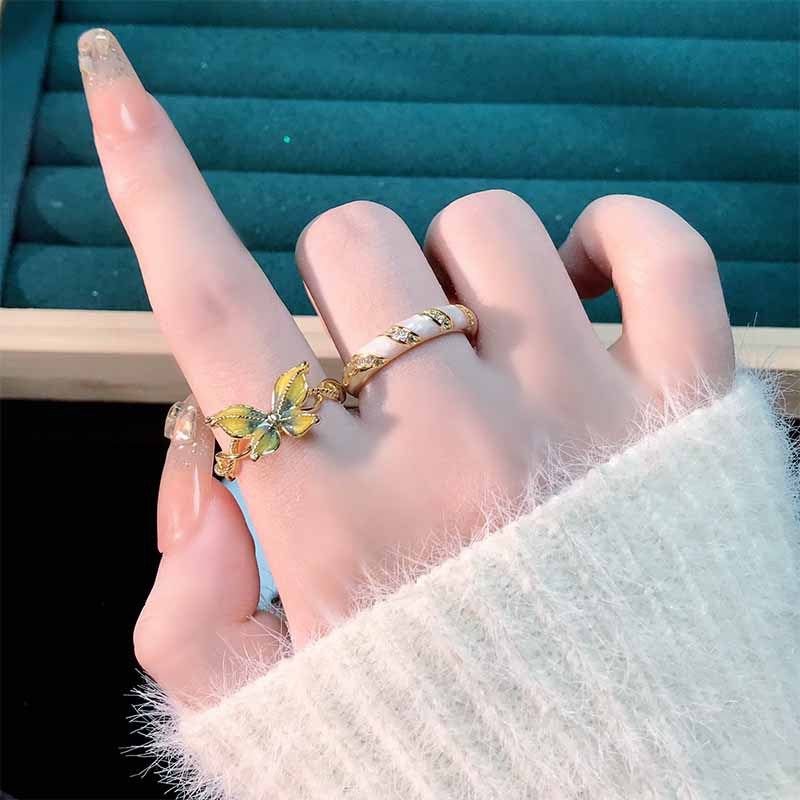 Cool Niche Colorful Twist Butterfly Opening Fashion Temperament Rings