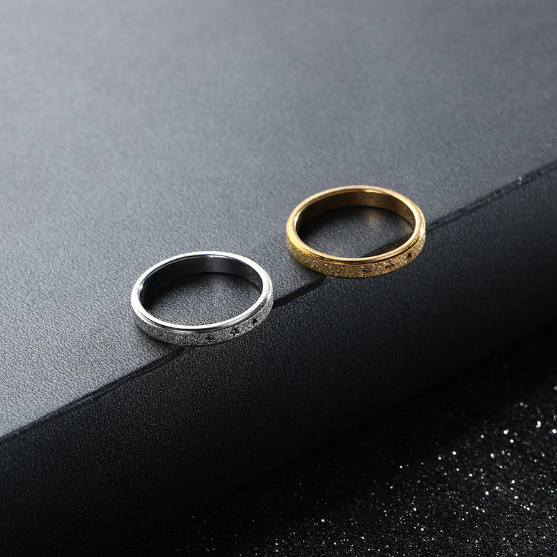 Korean Style Geometric Hollow Stars Couple Rings