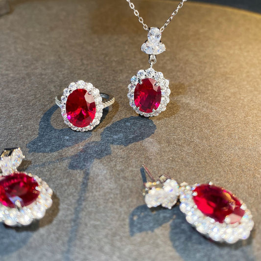 Attractive Sier Red Treasure Female Corundum Earrings