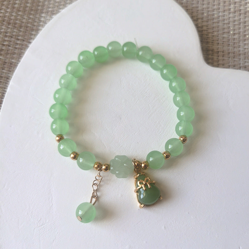 Clover Imitation Aventurine Female Girlfriends Peace Buckle Glass Live Bracelets