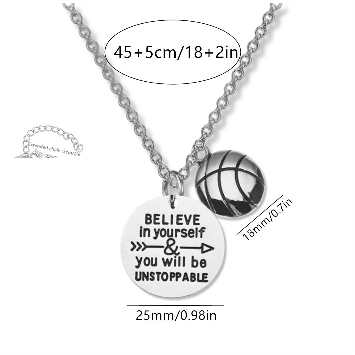 Basketball Charm Laser Sculpture Trend Round Necklaces