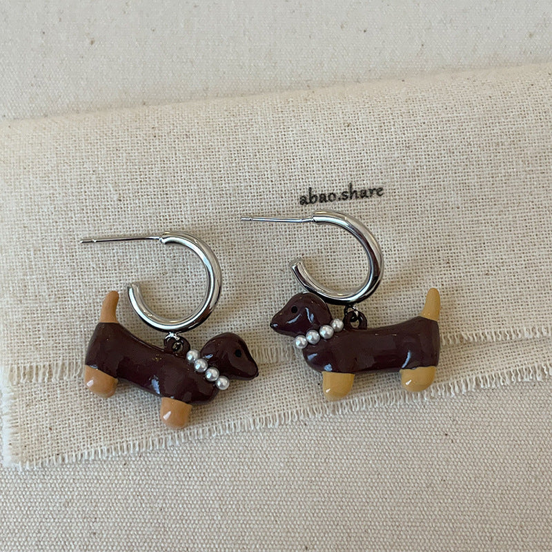 Cartoon Sausage Dog Ear Collection Female Cute Funny Exquisite Rings