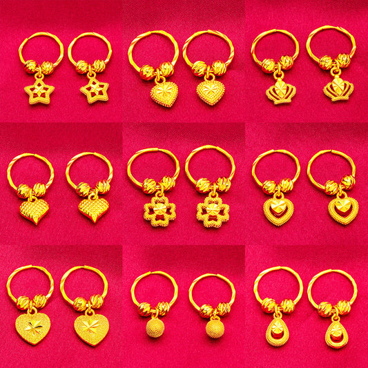Women's Love Five-pointed Star Crown Water Drop Beads Live Earrings