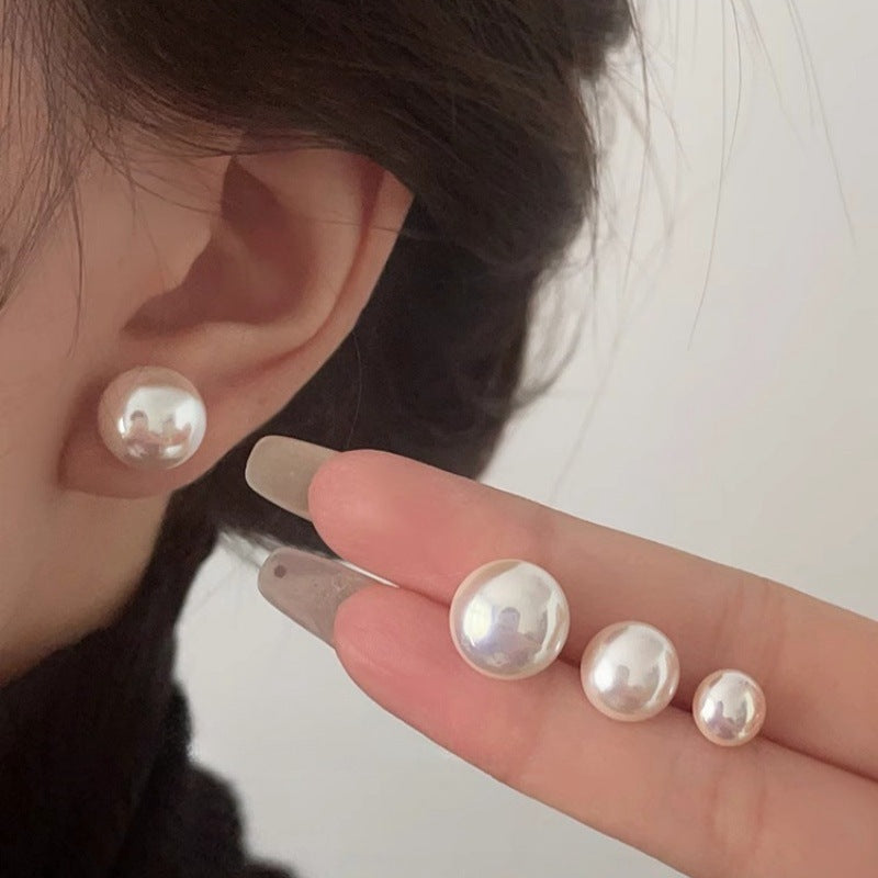 Pink Steamed Bread Pearl Female Ear Clip Earrings