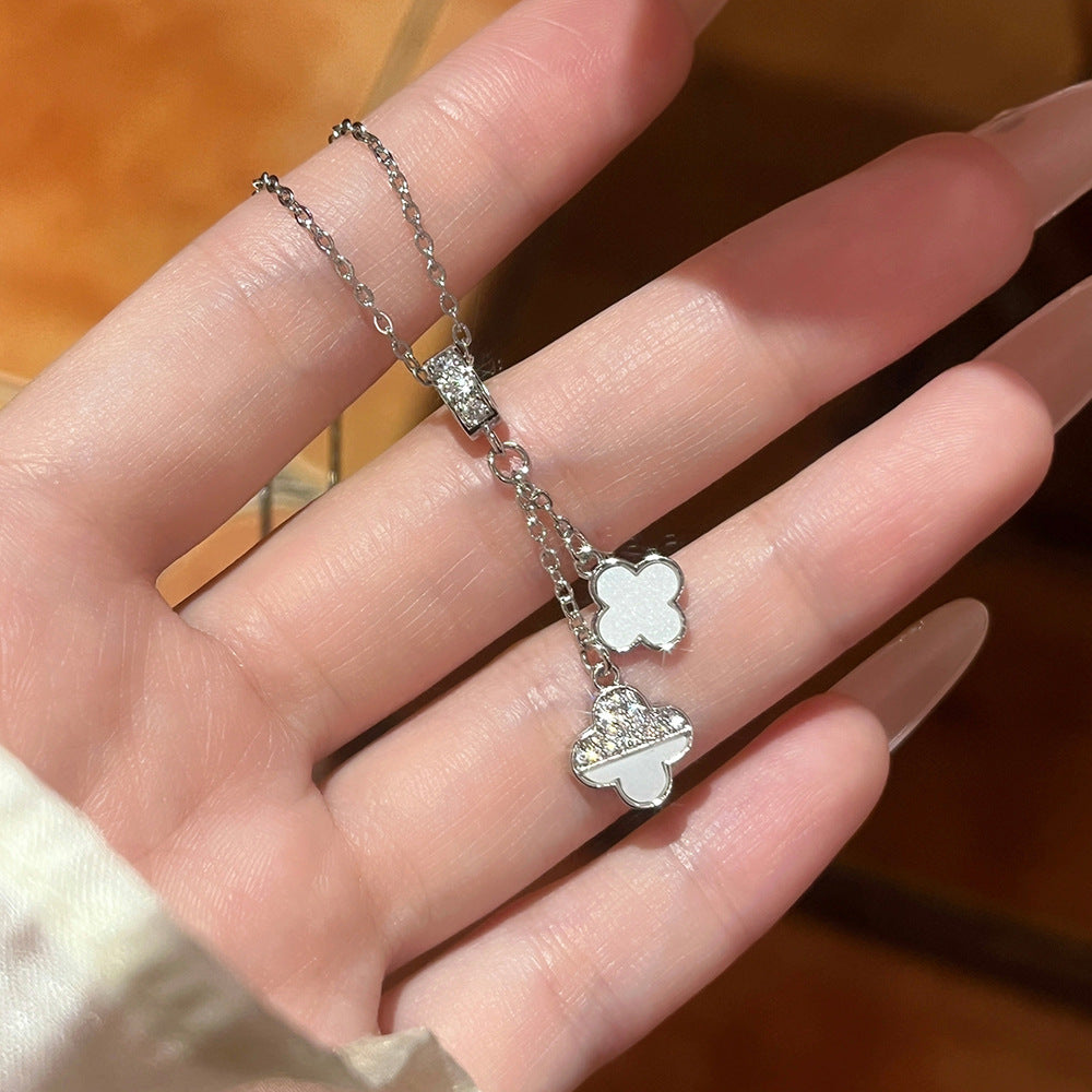 Double Lucky Four-leaf Clover Female Refined Necklaces