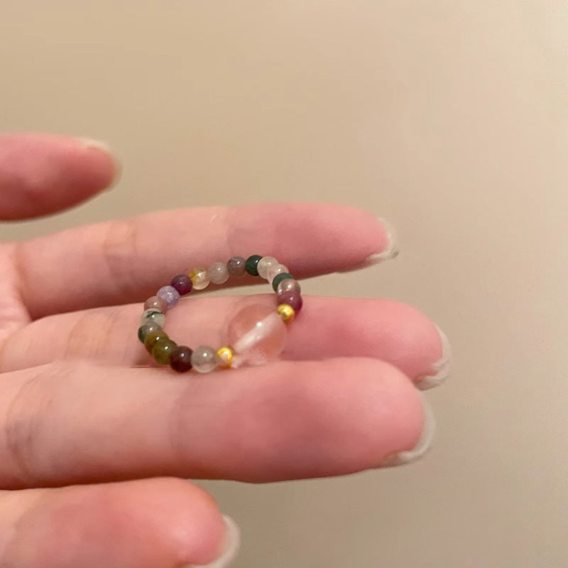 Female Retro Ethnic Style Elastic String Index Finger Ring