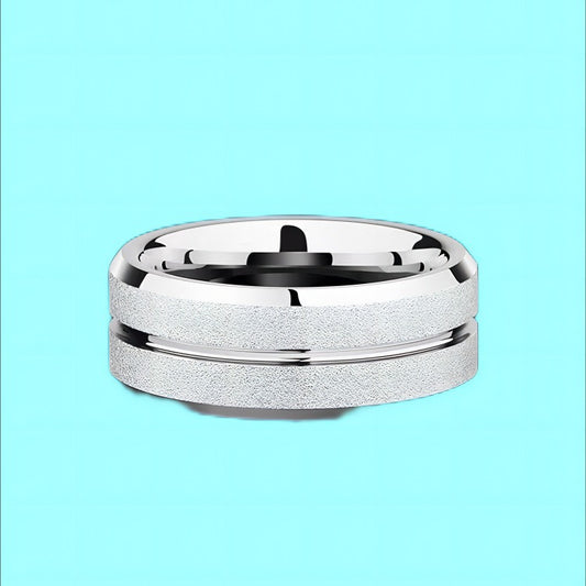 Women's & Men's Jewelry Stainless Steel Grinding Pearl Sand Simple Rings