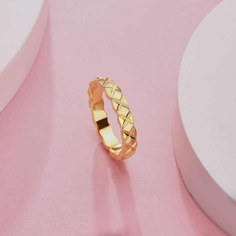 Hot Diamond Titanium Steel Plaid With Rings