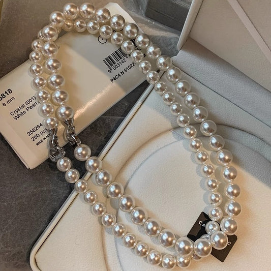 Australian White Heart Double Buckle Pearl Female Luxury Minority Necklaces