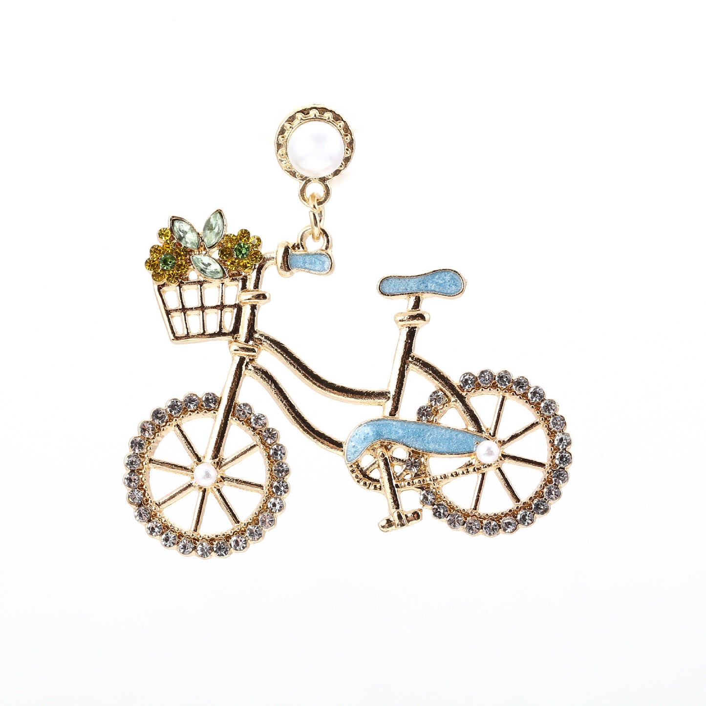 Cute Fashion Bicycle Pearl Zinc Alloy Earrings