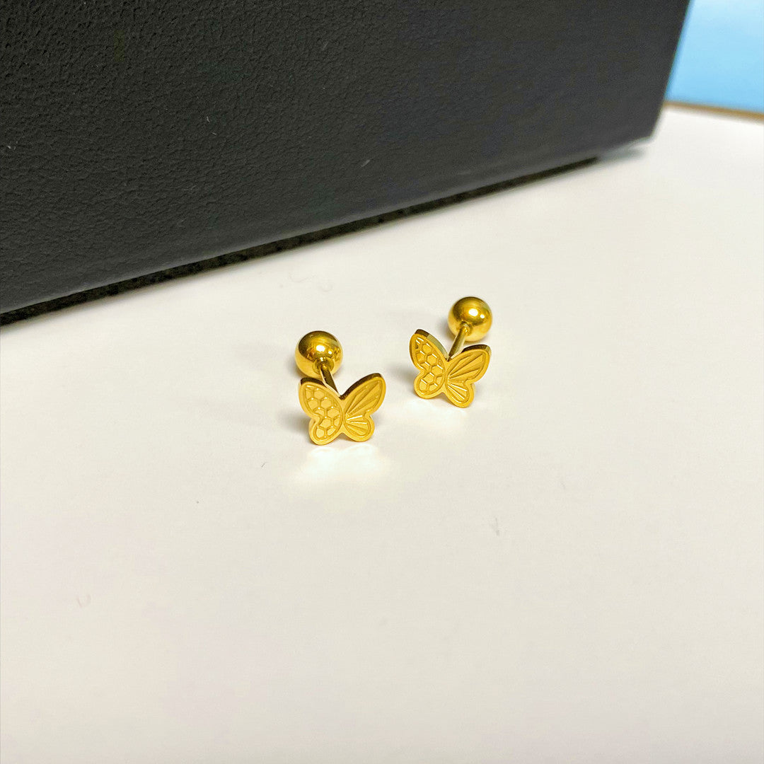 Women's Geometric Simple Letters Drip Glazed Screw Bone Earrings