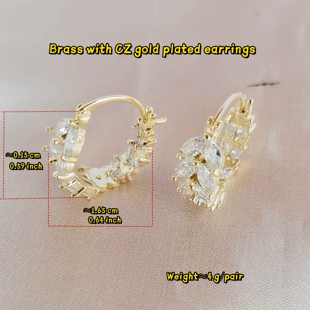 Korean Style Zircon Wheat Ear Clip Earrings