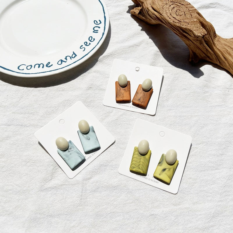 Marble Pattern Resin Acrylic Fashion Style Simple Earrings