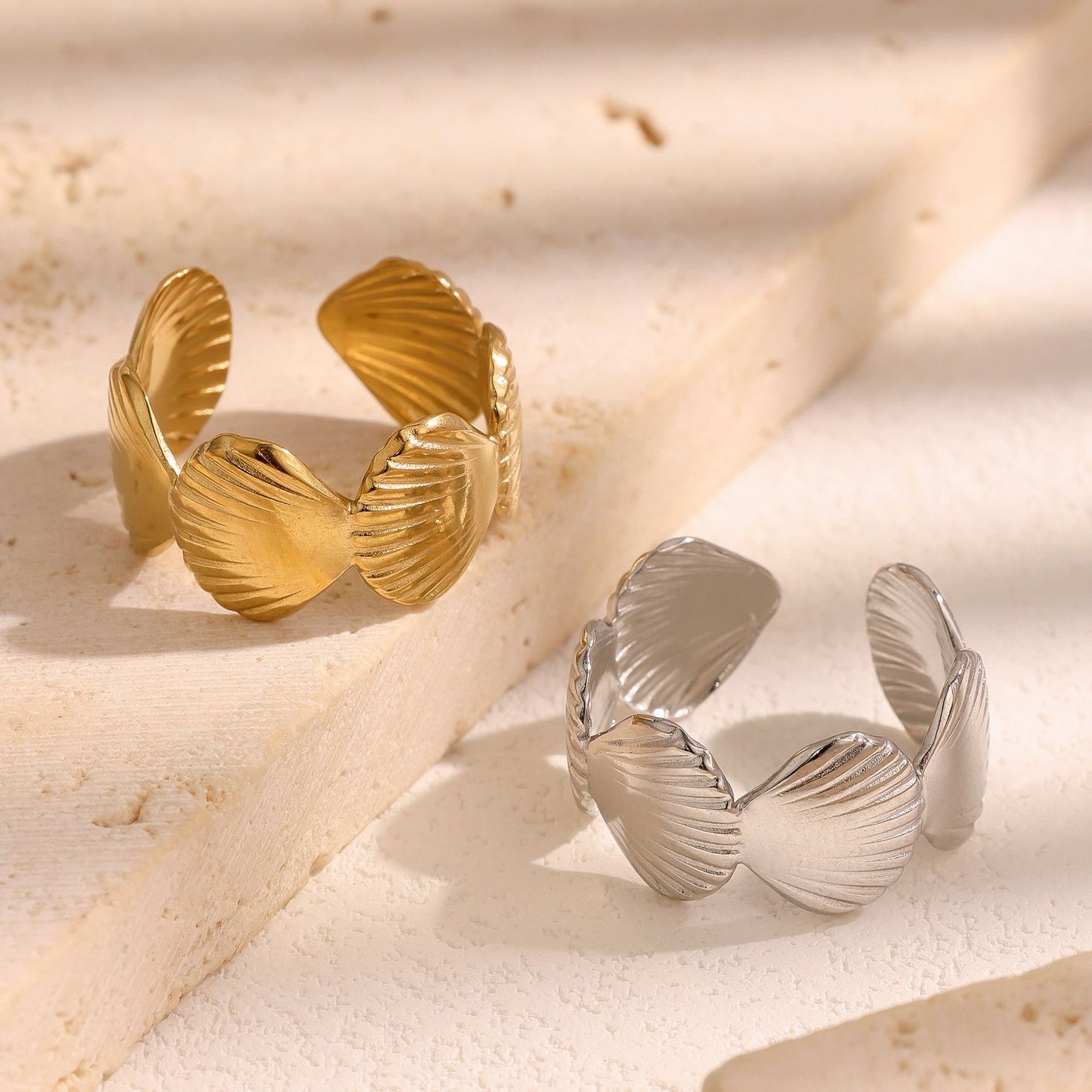 Ocean Style Shell Personality Gold Plating Adjustable Niche Ring