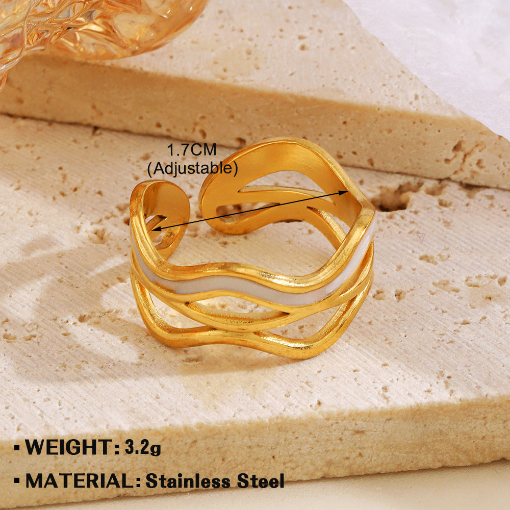 Women's Popular Stainless Steel Drip Open Personalized Hip Hop Real Rings