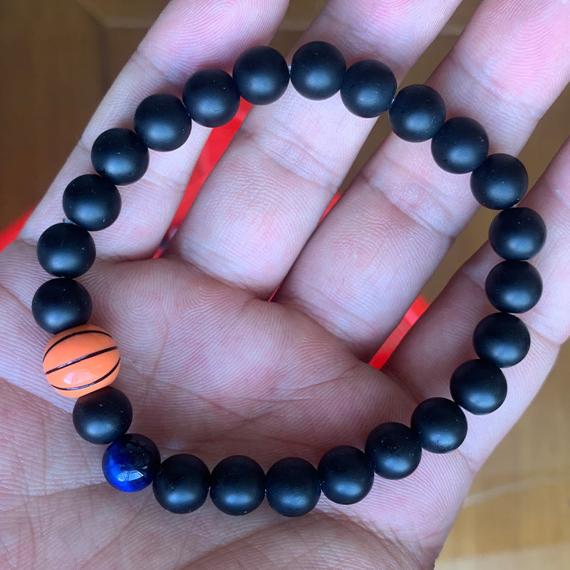 Men's Obsidian Frosted Woven Football Fashion Tigereye Volcanic Bracelets