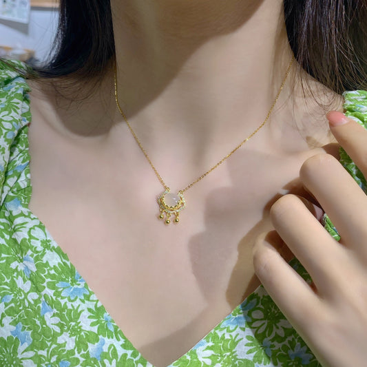 Women's Lock Titanium Steel Gold Plated Longevity Necklaces