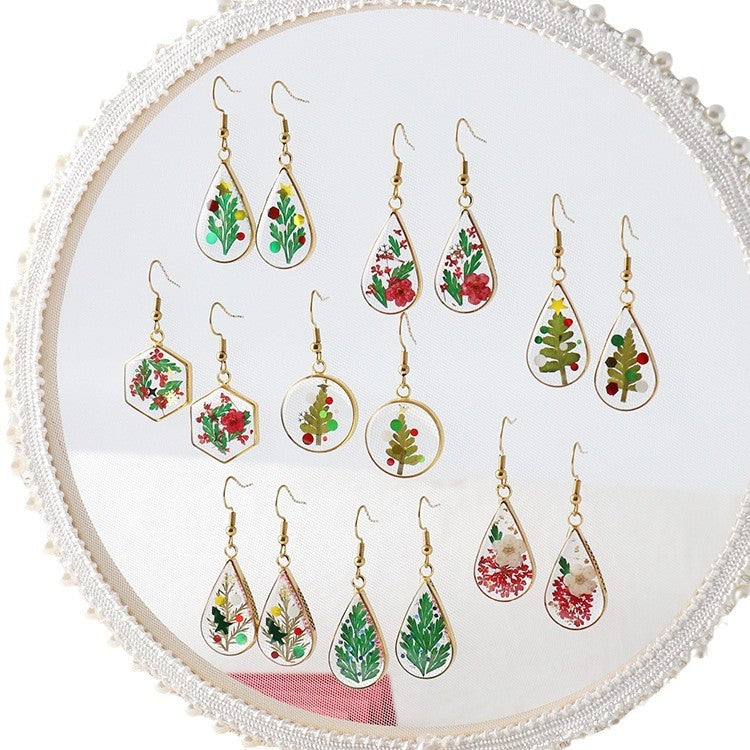 Dried Flower Resin Preserved Fresh Real Earrings