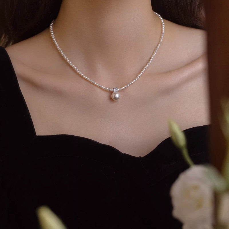 Women's Micro Inlaid Zircon Pearl Niche Design Clavicle Chain Necklaces