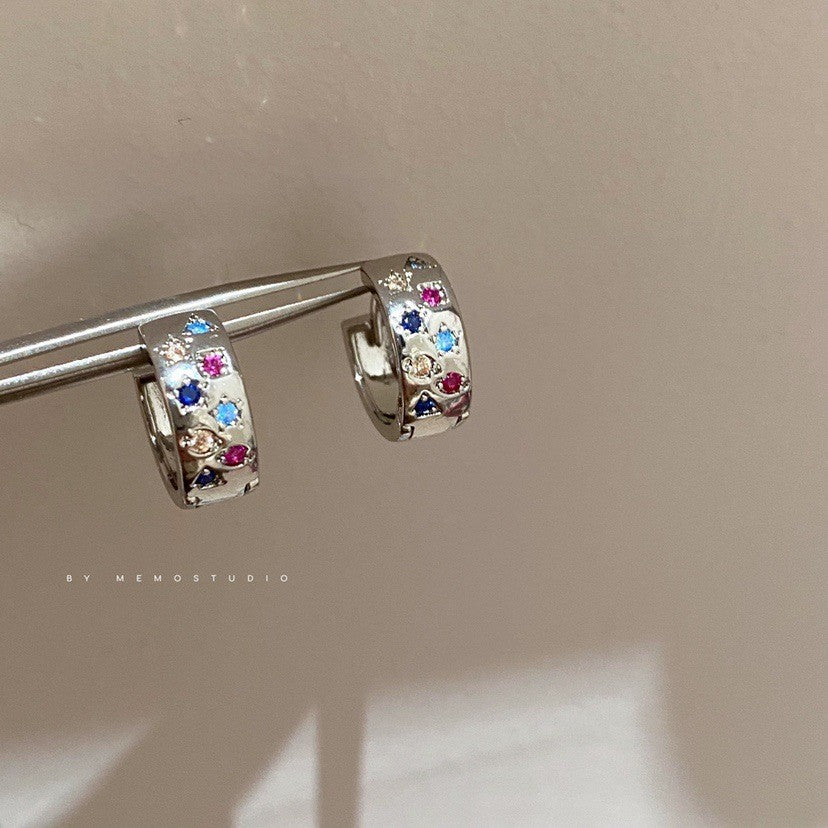 Sweet Colorful Copper Zircon Ear Clip Earrings