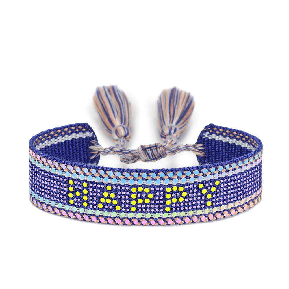 Letters Creative Weaving Female Multicolor Tassel Carrying Bracelets