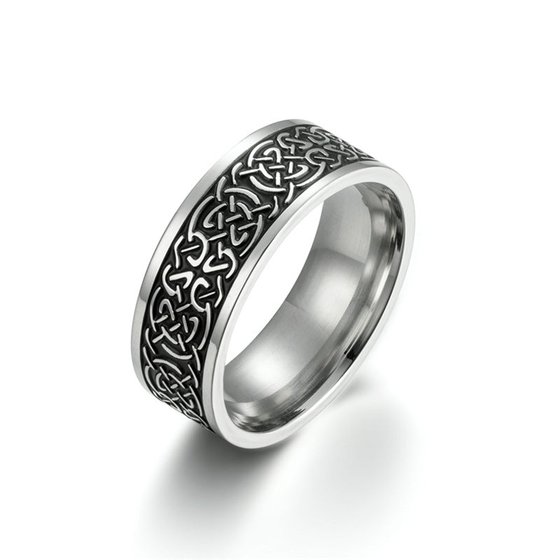 Men's Trade Viking Pattern Retro Domineering Titanium Rings